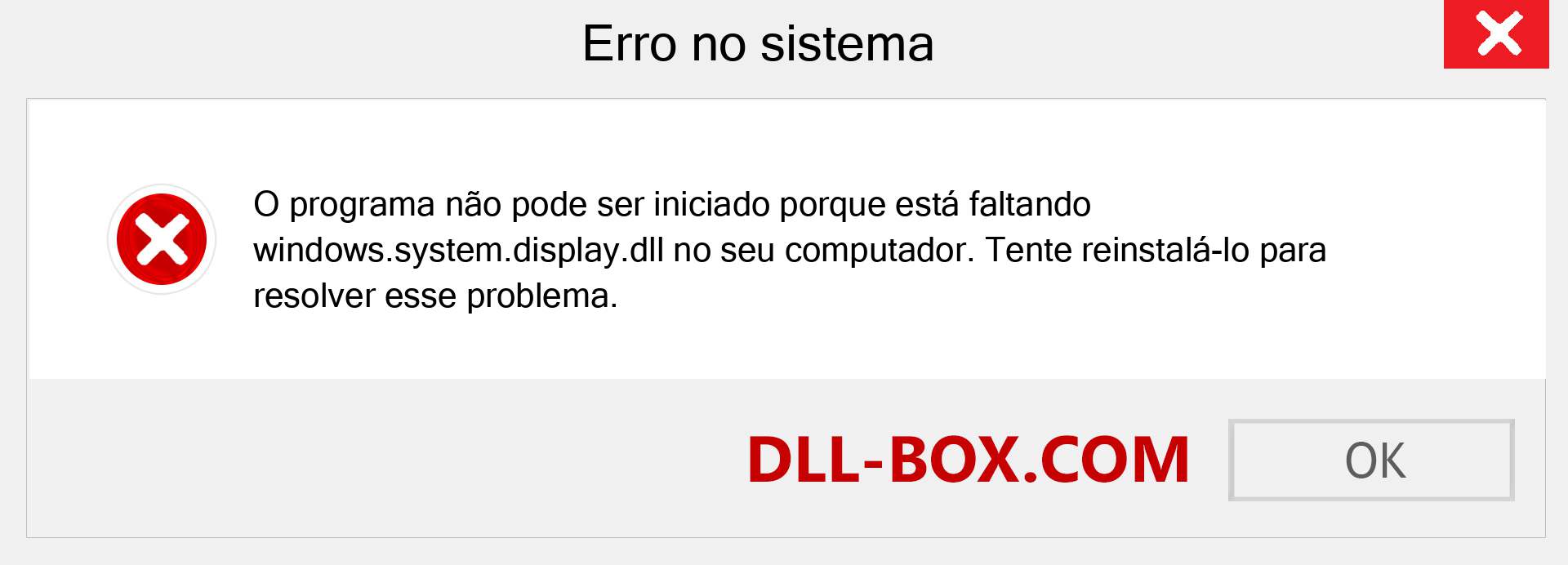 Arquivo windows.system.display.dll ausente ?. Download para Windows 7, 8, 10 - Correção de erro ausente windows.system.display dll no Windows, fotos, imagens